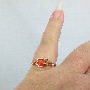 New Copper Wrapped Sun Crystal Hand Crafted Ring